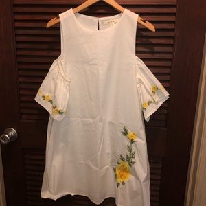 White Dress with yellow embroidered flowers